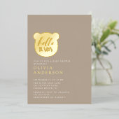 Hallo Baby Bear Baby Dusche Folieneinladung (Stehend vorne)