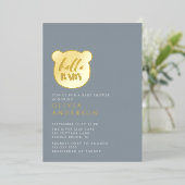 Hallo Baby Bear Baby Dusche Folieneinladung (Stehend vorne)