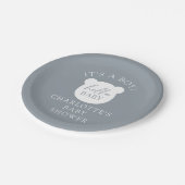 Hallo Baby Bear Es ist ein Junge Pappteller (Schrägansicht)