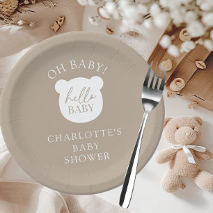 Hallo Baby Bear Es ist ein Junge Pappteller