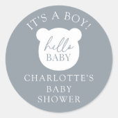 Hallo Baby Bear Es ist ein Junge Runder Aufkleber (Vorderseite)