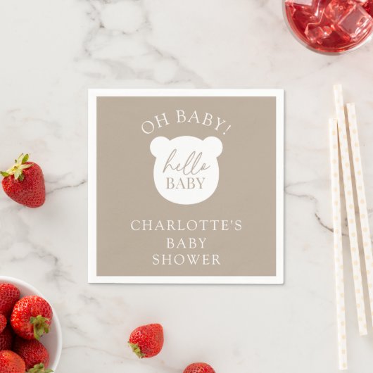 Hallo Baby Bear Es ist ein Junge Serviette (Beispiel)