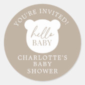 Hallo Baby Bear Sie sind eingeladen Runder Aufkleber (Vorderseite)