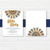 Hallo Baby Blue Gold Retro Baby Dusche