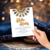 Hallo Baby Blue Gold Retro Baby Dusche