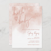 Hallo Baby Blush Pink Kinderdusche Einladung (Vorne/Hinten)