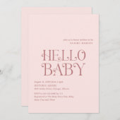Hallo Baby Blush Pink Moderne Babydusche Einladung (Vorne/Hinten)