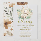 Hallo Baby Boho Neutraler Hase Einladung (Vorne/Hinten)