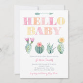 Hallo, Baby! Cactus Baby Shower oder Sip and See Einladung (Vorderseite)