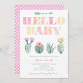 Hallo, Baby! Cactus Baby Shower oder Sip and See Einladung (Vorne/Hinten)