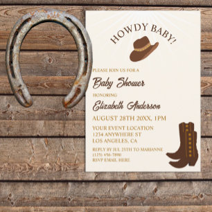 Hallo Baby! Cowboy Western Baby Shower Einladung