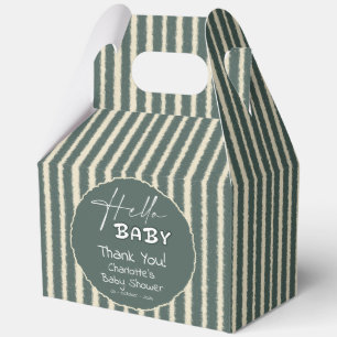 Hallo Baby Dunkelgrüne Streifen Baby Shower Geschenkschachtel