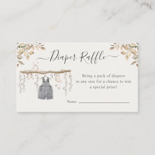 Hallo Baby Dusche Boho Kleidung Boy Diaper Raffle Begleitkarte (Vorderseite)