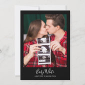 Hallo Baby Dusche neutrales Schwarz-Weiß-Foto Einladung (Rückseite)