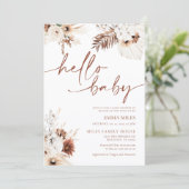 Hallo Baby Einladung Earthy Pampas Baby Dusche (Stehend Vorderseite)
