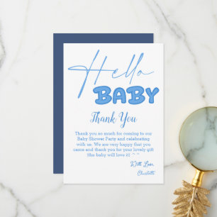 Hallo Baby Elegante Babyparty Dankeskarte