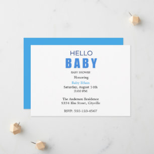 Hallo Baby Ethan Babyparty-Einladung Ankündigung