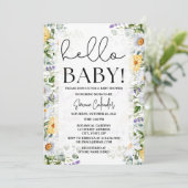 Hallo Baby Floral Baby Dusche Einladung (Stehend Vorderseite)