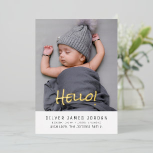 Hallo Baby Foto Geburtsanzeige Modern Elegant Folieneinladung