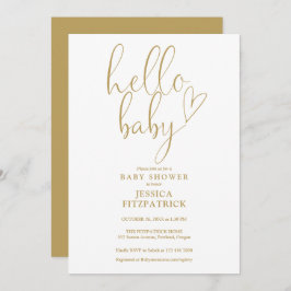 Hallo Baby Gold Script Alles in einem Baby Dusche Einladung