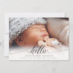 Hallo Baby Junge Mädchen Geburtsanzeige Fotokarten Ankündigung