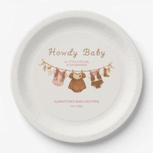 Hallo Baby Kleine Cowgirl Baby Shower Pappteller