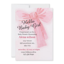 Hallo Baby Mädchen | Aquarell-Baby-Shower-Einladun