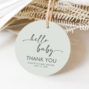 Hallo Baby Minimalistische Babyparty Rund Geschenkanhänger