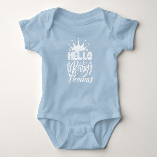 Hallo Baby mit Crown Baby's Name Baby Bodysuit Baby Strampler (Vorderseite)