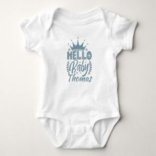 Hallo Baby mit Crown Baby's Name, Blue Baby Strampler