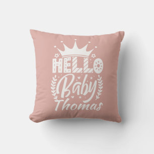 Hallo Baby mit Crown Baby's Name Blush Pink Kissen