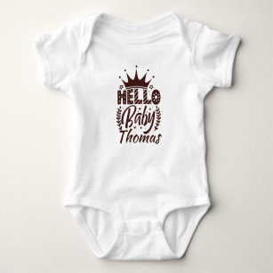 Hallo Baby mit Crown Baby's Name, Schokolade Brown Baby Strampler