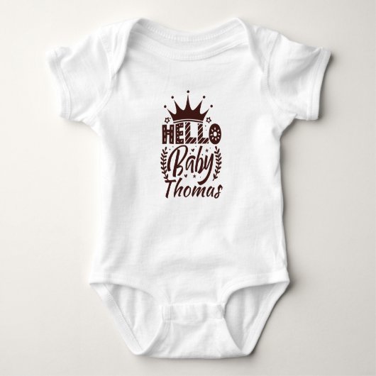 Hallo Baby mit Crown Baby's Name, Schokolade Brown Baby Strampler (Vorderseite)