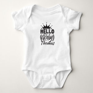 Hallo Baby mit dem Namen von Crown Baby Strampler
