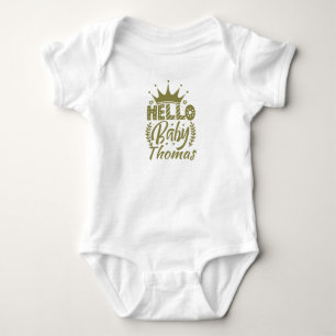 Hallo Baby mit Krone, Olive Green Strampler