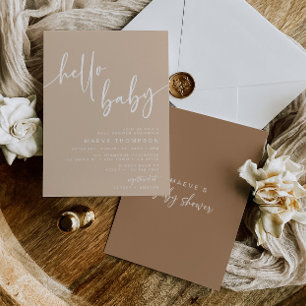 Hallo Baby Moderne neutrale Babydusche Einladung