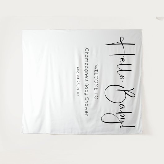 Hallo Baby Modernes Script Babydusche Hintergrund Wandteppich (Vorderseite (Horizontal))