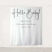 Hallo Baby Modernes Script Babydusche Hintergrund Wandteppich (Vorderseite)