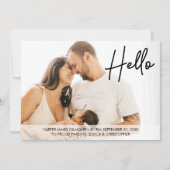 Hallo Baby Name Geburtsdatum Proud Eltern Fotos Ankündigung (Vorderseite)