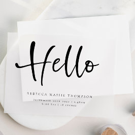 Hallo Baby Name Stats Geburtsankündigung Vellum Pergament Einladungen