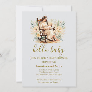 Hallo Baby Neutral Mama und Baby Einladung