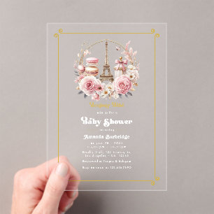 Hallo Baby Paris Chic Baby-Party Acryleinladungen