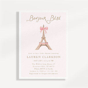 Hallo Baby Paris Eiffelturm Rosa Schleife Baby Sho Einladung
