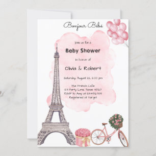 Hallo Baby Paris Pariser Französische Babyparty  Einladung