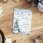 Hallo Baby Penguin, Winter blaue Babydusche Einladung