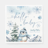 Hallo Baby Penguin, Winter blaue Babydusche Serviette (Vorderseite)