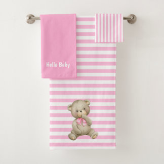 Hallo Baby Pink Badezimmer Handtuch Set