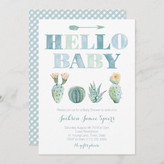 Hallo Baby Prickly Birnenkarten für Babydusche Einladung (Vorne/Hinten)