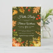 Hallo Baby Pumpkin Foliage Baby Dusche Einladung (Stehend Vorderseite)