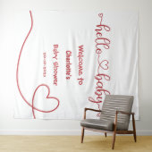 Hallo Baby Red Heart Minimal Baby Dusche Hintergru Wandteppich (Beispiel (Horizontal))